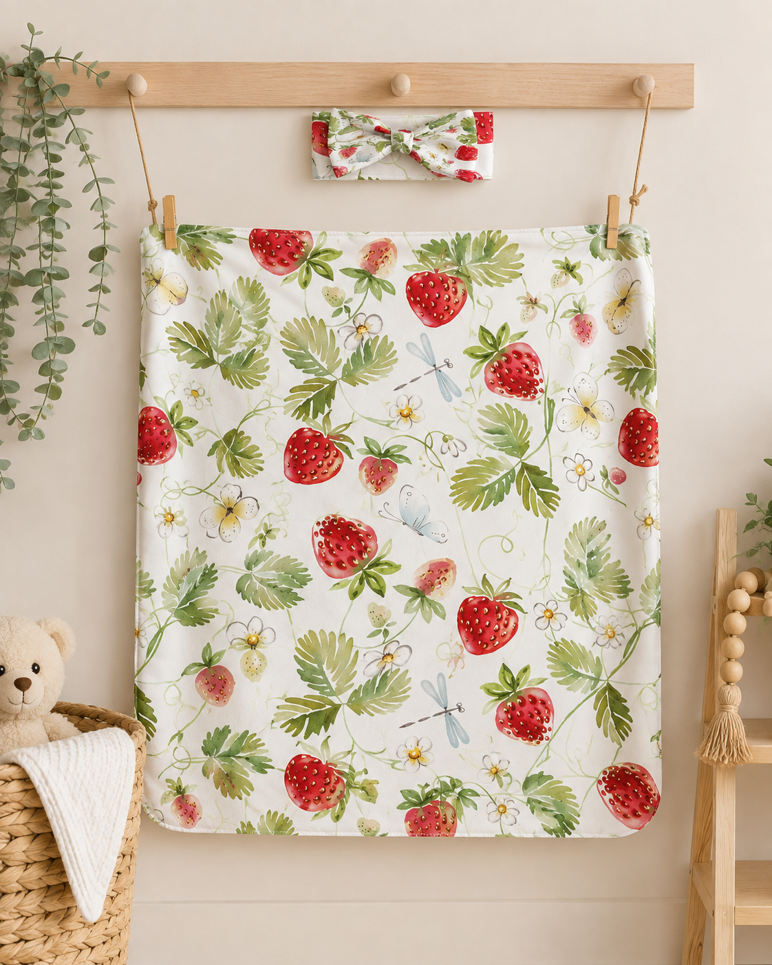 Strawberry Fields Baby Wrap + Headband