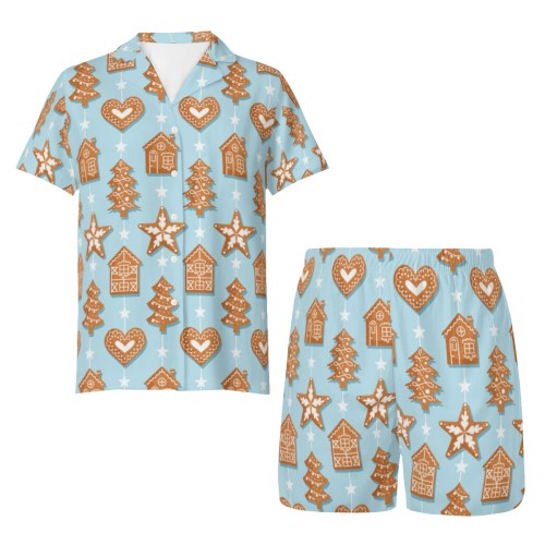 Gingerbread Christmas pajama Set – Blue Mens
