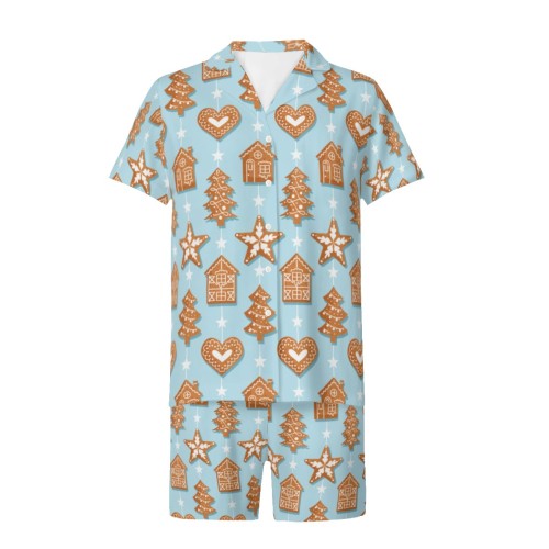 Gingerbread Christmas pajama Set – Blue Mens