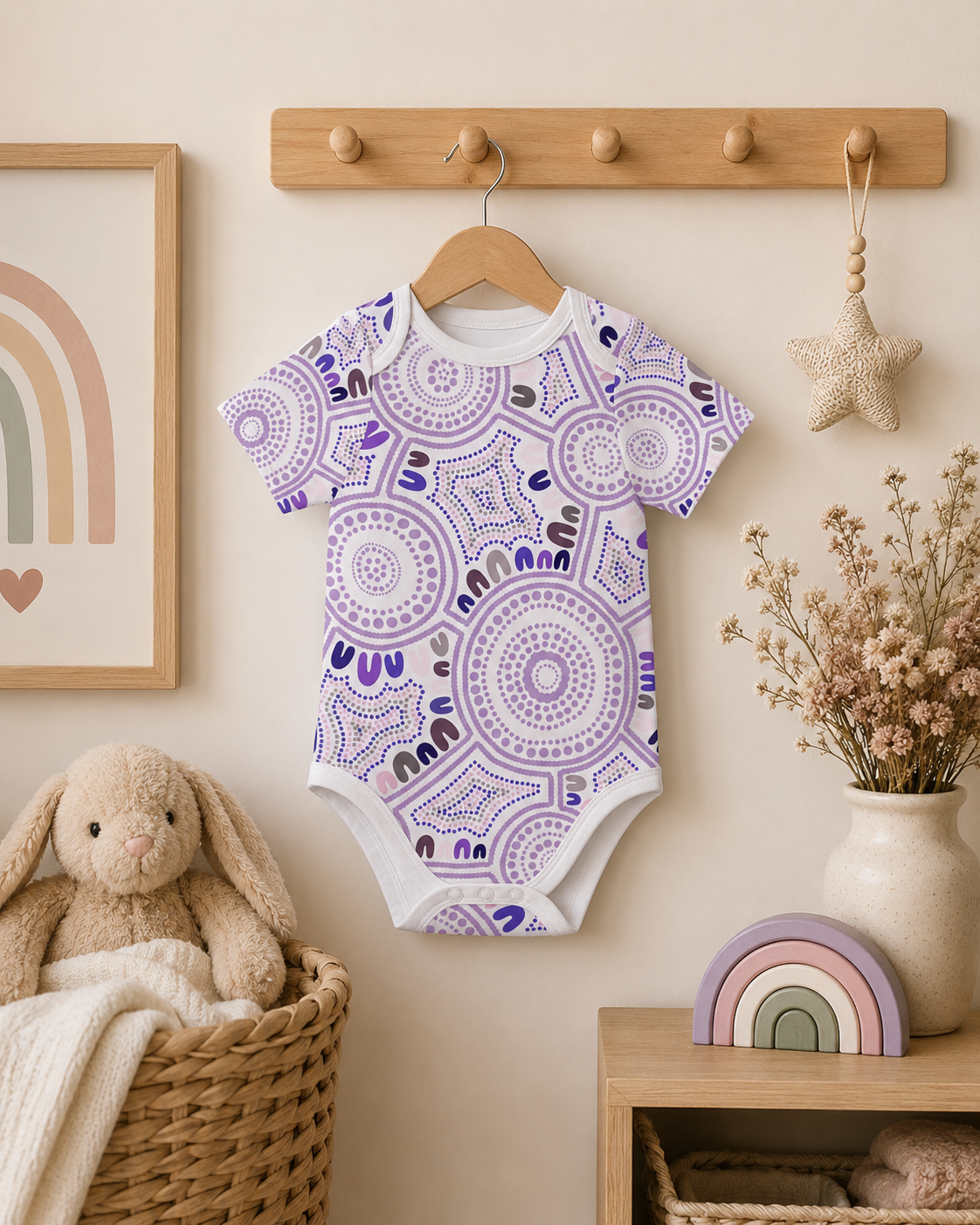Purple dot baby bodysuits