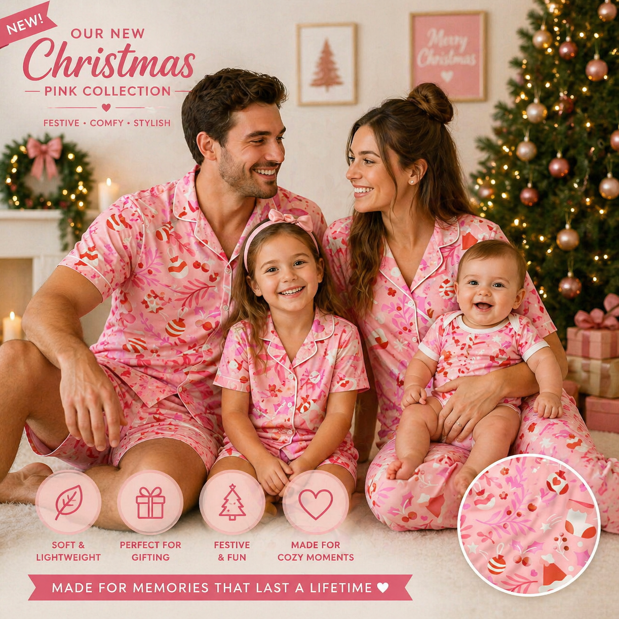 Christmas Pajamas Pink Baby