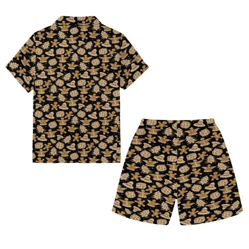 Kids Black Gingerbread Christmas PJ Set