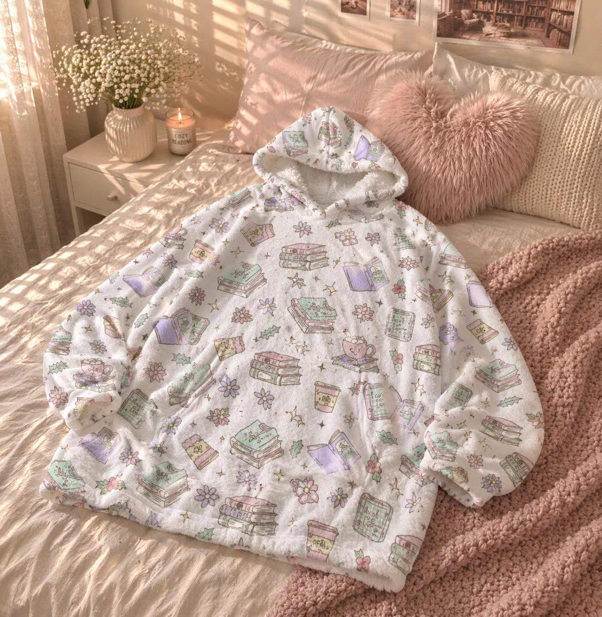 Book Lover Adult hoodie blanket